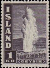 Geysir als afgebeeld op een postzegel