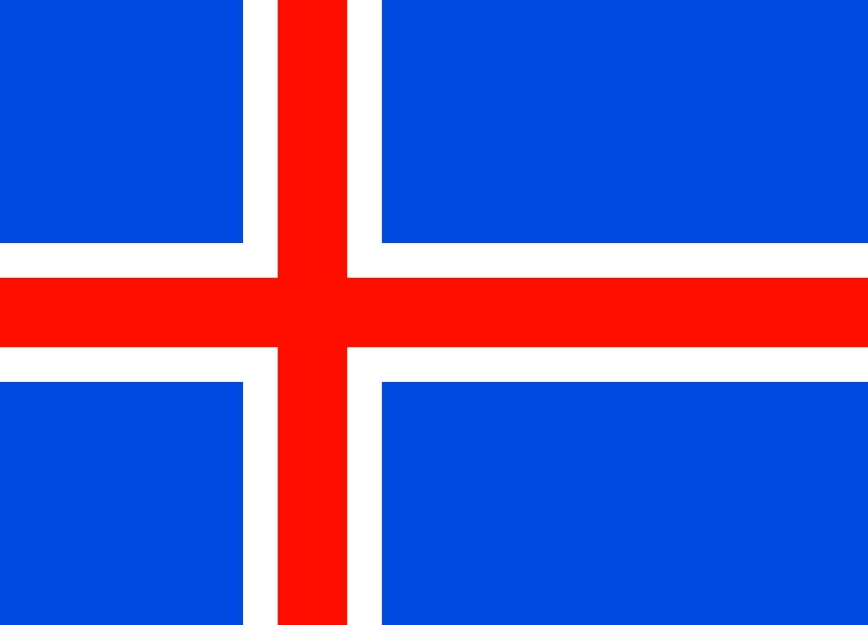 De vlag, het en het volkslied van IJsland