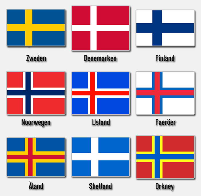 De vlag, het en het volkslied van IJsland